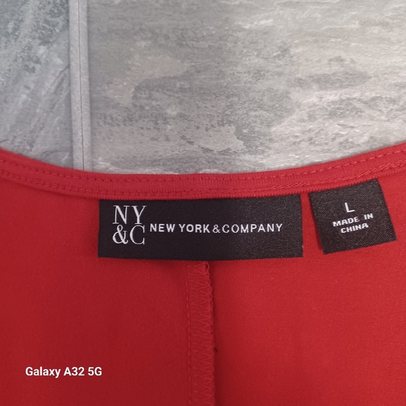 New York & Company Red Sheath Dress 3/4 Raglan Sleeves Size L - Picture 2 of 12